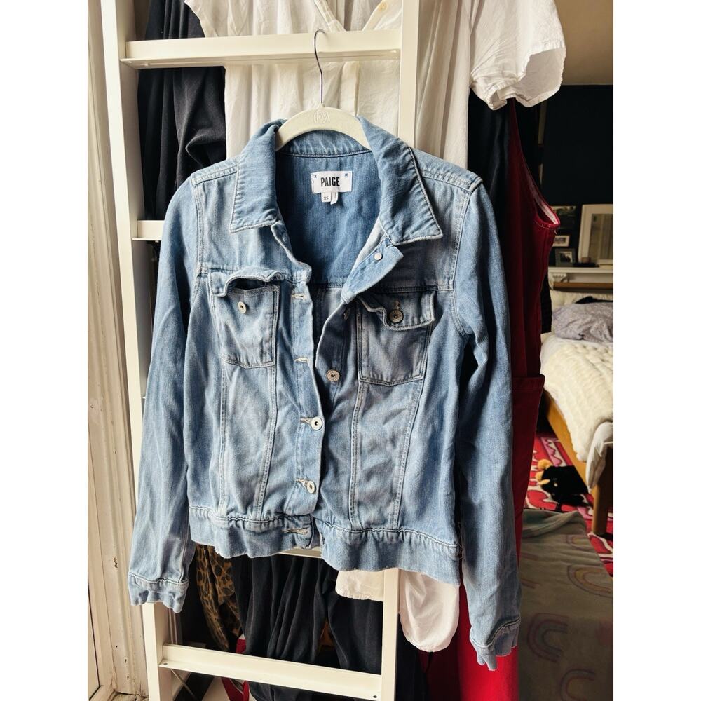 Paige Women's Cropped Denim Blue Jean Jacket Size XS - Picture 1 of 3